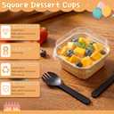 LemonRoad 100 Set Baking Pans with Lids and Spoons 6 oz Dessert Cups Pack Square Cupcake Cups Kraft Paper Loaf Pan Disposable Food Containers Bowls for Cake Ice Cream Yogurt Party Food