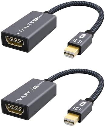 IVANKY 4K@60Hz Active Mini DisplayPort to HDMI Adapter 2Pack, Thunderbolt 1&2 to HDMI, Mini DP to HDMI Adapter for MacBook Air/Pro, Surface Pro/Dock/Book, Monitor, Projector-Grey