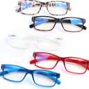 5 Pair Reading Glasses Quality Lightweight Blue Light Blocking Eyeglasses with Spring Hinge Readers for Women Men (Mix Color-2, 3.50)