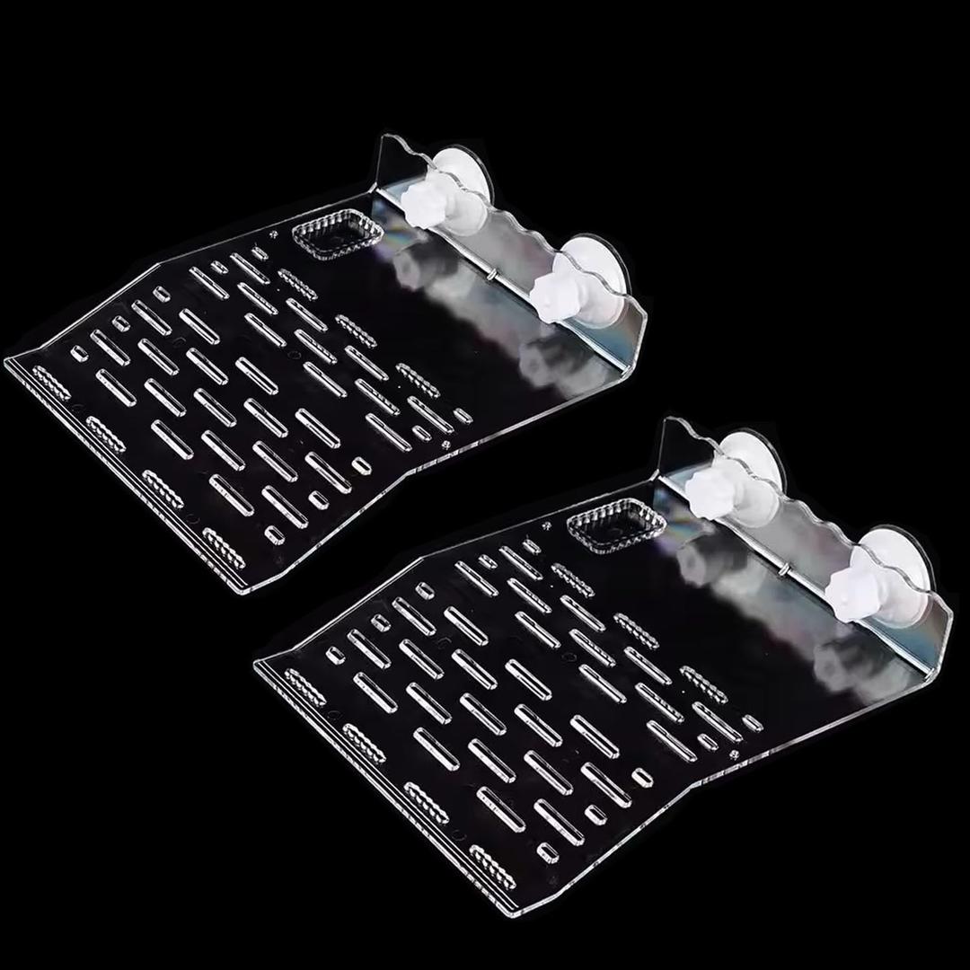 2Pcs Turtle Basking Platform for Aquarium, Turtle Floating Platform for Tank, Docks for Basking with Two Sucker Cap, 8" Width Resting, Area Acrylic Material for Reptile