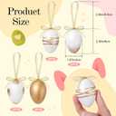 RoundFunny 12 Pcs White Gold Neutral Easter Egg Ornaments Tree Decoration Plastic Speckled Egg Hanging Ornament Bulk 2.36'' Rustic Easter Decorations for Basket DIY Crafts Holiday Party Favors