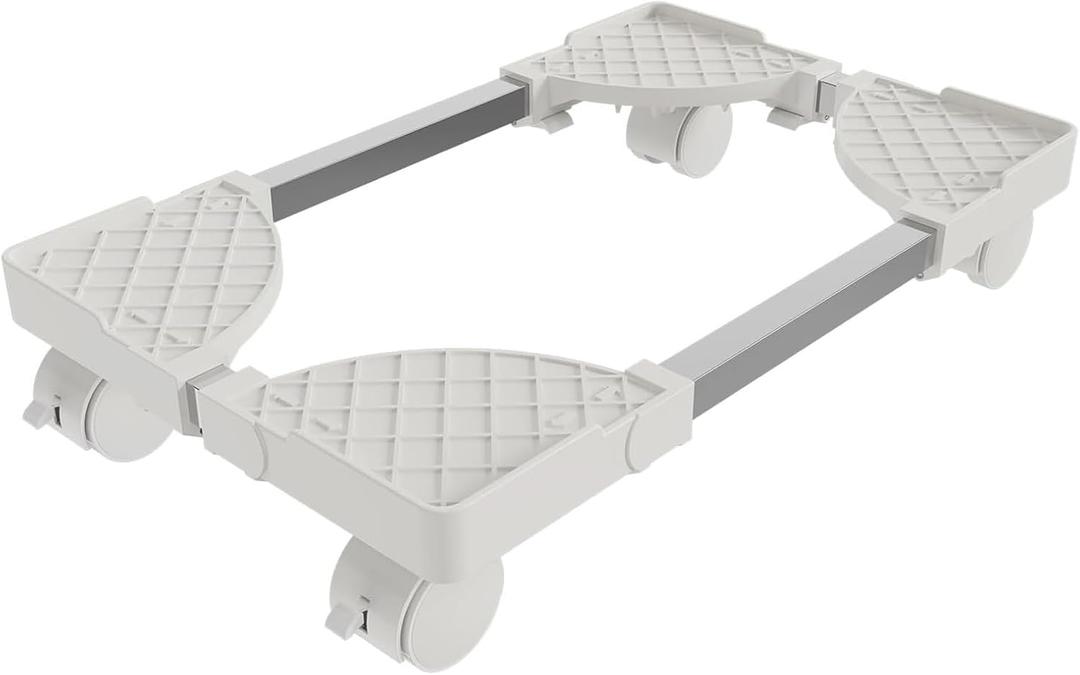 Hovadova Adjustable Computer Tower Stand, Mobile PC Stand for Floor with 4 Locking Caster Wheels Fits Most PC, Under Desk CPU Holder for Office, Gamers and Students (White)