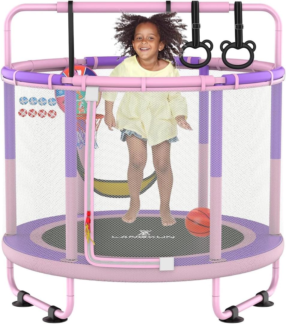 LANGXUN 5ft 6-in-1 Kids Trampoline, Mini Toddler Trampoline for Girls Boys