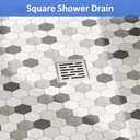 Neodrain Square Shower Drain, 4 inch Stainless Steel 304 Grate and PVC Drain Body, Brick Pattern Grate with Brushed Nickel Finish, Kit Includes Hair Trap/Strainer,Lifting Hook and PVC Drain Base