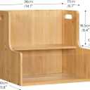 HOOBRO Vinyl Record Storage Crate, Stepped 2-Tier Record Crate, Album Storage Box, Visible Record Holder Crate with Handle, for Vinyl, Magazine, Folder, Album, Natural YL02CW01