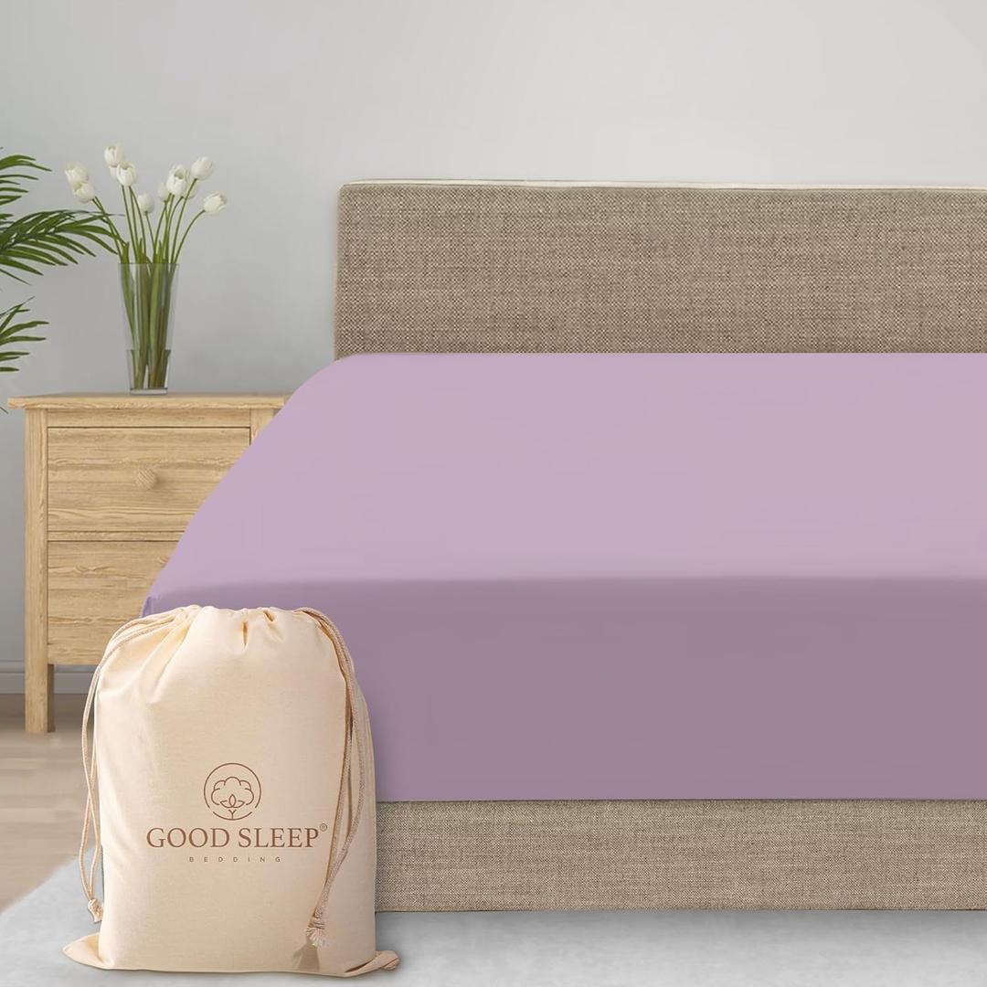 Good Sleep Bedding Queen Size Fitted Sheet Only - Hotel Style 100% Egyptian Cotton Sheet, Soft & Breathable, Sateen Weave 800 Thread Count 16" Deep Pocket Queen Fitted Sheet - Lavender