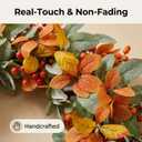 24 Inch Artificial Fall Wreath for Front Door, Autumn Wreath with Yellow Leaves, Grey Lamb's Ear & Orange Berries, Farmhouse Fall Decor for Harvest Thanksgiving Home Window Wall Decoration
