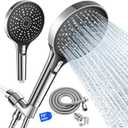 High Pressure 6" Full Body Coverage Handheld Shower Head - Wide Panel Powerful Spray for Easy Hair Washing & Effortless Cleaning - 79" Extra Long Stainless Steel Hose & 360 Swivel Bracket