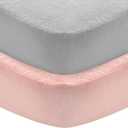 Flannel Crib Sheet 2 Pack, 100% Cotton Flannel, Heavenly Soft Fitted Sheet for Standard Crib (28" X 52") and Toddler Mattresses, Grey&Pink