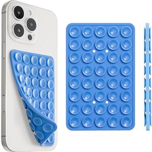 Pack of 2 SUCKY Silicone Suction Phone Case Adhesive Mount - Anti-Slip Holder, Hands-Free Fidget Toy, Phone Accessory for iPhone and Android - Blue