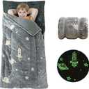 Sleeping Bag for Kids with Pillow and Blanket, Toddler Nap Mat 63" x 30" Glow in The Dark Blanket with Roll Up Design, Perfect for Preschool, Daycare, Kindergarten