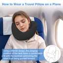 Travel Neck Pillow, Advanced Neck Support for International Flights, 3D Eye Masks, Ear Plugs and Storage Bag, Memory Foam U-Shaped Pillow for Travel, Sleep Rest, Trains, Road Trips (Black)