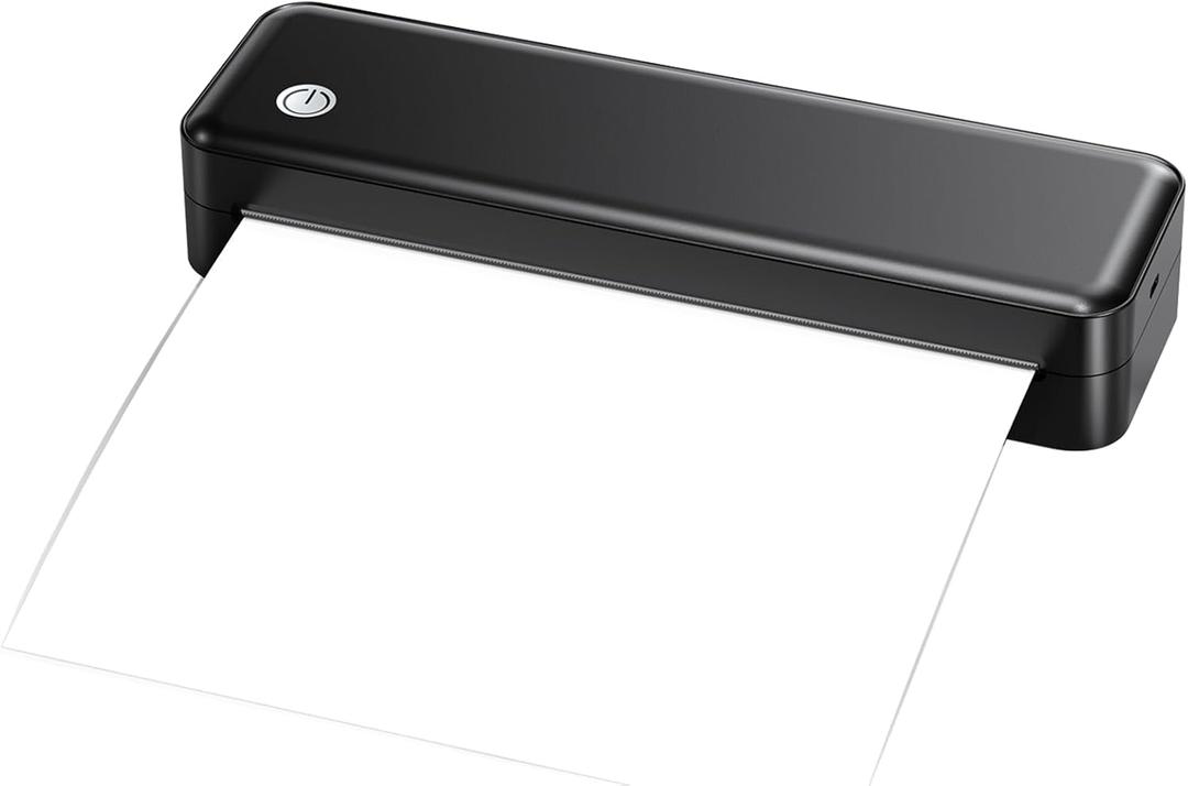 Portable Printer Wireless for Travel  Inkless Thermal Printer, Supports 8.5x11 Inch Thermal Paper, Bluetooth Compatible with iOS/Android/Laptop, Includes 2 Rolls + 10 Sheets Paper Kit (black)