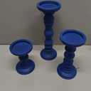 Set of 3 Navy Blue Candle Holders Rustic Farmhouse Mango Wood Candlestick Holder Large Pillar Candle Stand Vintage Antique Home Decor for Table Centerpieces Fireplace Mantel, 12", 9", 6" H