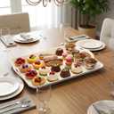 2 Pack Large Melamine Serving Trays White with Handles, 16x11 Rectangular Melamine Serving Food Platter, Dishwasher Safe Trays for Eating Appetizer Charcuterie Snack Fruit Desserts
