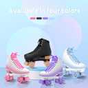 LKD Adjustable Roller Skates for Women & Men – Comfortable Quad Skates with Half-Size Adjustment, Velvet Lining, Reinforced Heel – Custom Color Options-Black-7-8 Size