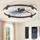 ZMISHIBO 24 Inch Ceiling Fans with Lights, Flush Mount Remote & App Control