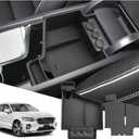 SXCY for 2018-2024 2025 XC60/2018-2024 XC90 Center Console Organizer for Volvo XC60 Accessories 2024 2025 XC60 Center Console Tray 2024 XC60 XC90 Armrest Console Organizer(with Coin Holder)
