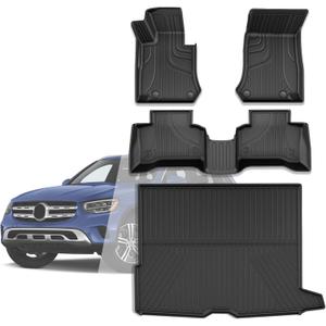 AOMSAZTO Floor Mats Compatible with Mercedes Benz GLC 300 2016-2022: All Weather Floor Mats & Cargo Mat for GLC300 GLC250 GLC300e GLC43 AMG GLC63 AMG (Not for Coupe) Full Set Floor & Trunk Liner