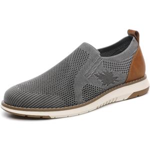 DECARSDZ Men's Loafers Casual Slip On Shoes Knit Mesh Fabric Shoe C021 (8.5 Wide, Gray Black)