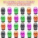 ArtCreativity Skull Head Noisy Putty Halloween Toys, Set of 24, Non-Candy Trick or Treat Supplies for Kids, Great as Halloween Party Favors, Halloween Goodie Bag Fillers, and Prank Toys, 4 Colors