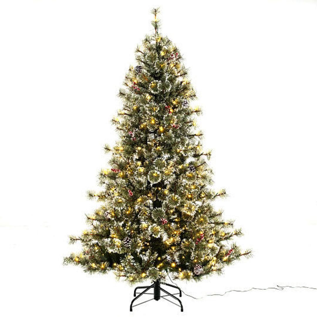 6/7.5/9 FT Artificial Christmas Tree Pre-Lit Hinged Holiday Tree ...