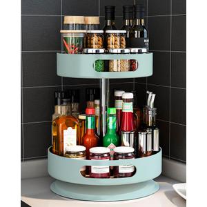 2 Tier Lazy Susan Organizer for Kitchen,Turntable for Cabinet,Turntable Organizer for Cabinet Pantry Table Organization