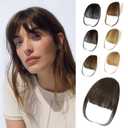 NAYOO Bangs Hair Clip- Darkest Brown Fake Bangs 100% Real Human Hair Extensions Wispy Bangs for Women Fringe with Temples Hairpieces Curved Bangs for Daily Wear (2# Darkest Brown, Wispy Bangs)