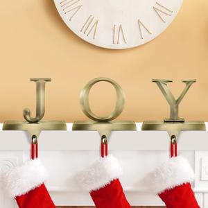 MCEAST Pack of 3 Christmas Stocking Holders Metal Mantel Stocking Clips Fireplace Stocking Hangers for Christams Decoration, Bronze