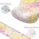 Ergonomic Mouse Pad with Wrist Rest and Keyboard Wrist Rest, Gel Mousepad and Wrist Rest for Computer Keyboard, Pain Relief, Non-Slip PU Base, Mouse Pad Wrist Support for Gaming, Pink Yellow Flowers