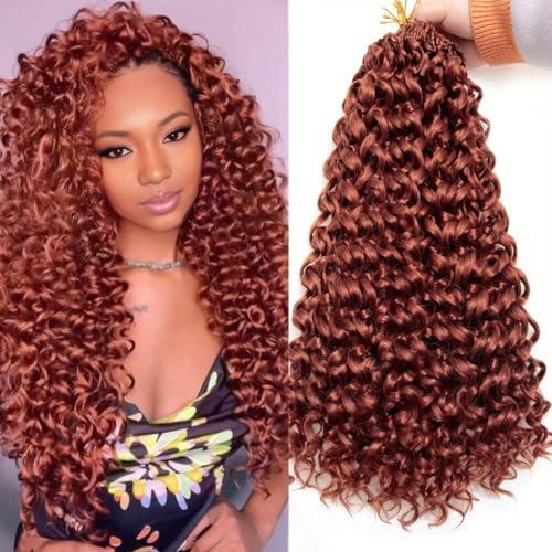 8 Packs Curly Crochet Hair for Women 18Inch Long GoGo Curl Crochet Hair Deep Wave Braiding Hair,Synthetic Bohemian Crochet Braid Water Wave Crochet Hair Extensions
