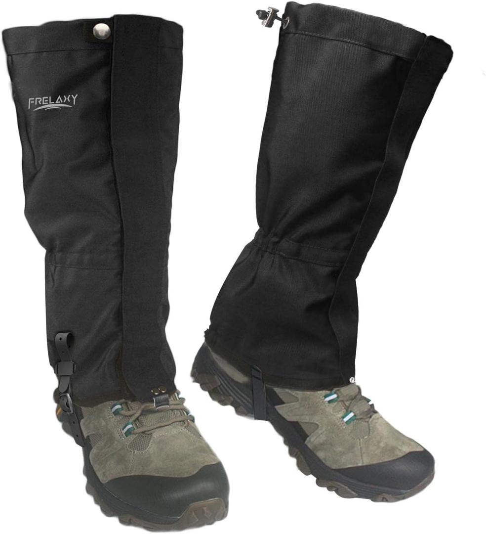 Frelaxy Leg Gaiters Ultra HIGH-Performance Hunting Gaiters, 100% Waterproof Hiking Gaiters with Upgraded Rubber Foot Strap, Adjustable Snow Boot Gaiters (Black, M)