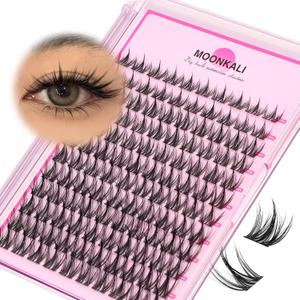 MOONKALI Natural Lash Clusters Wispy Fairy Eyelash Extensions 10-16MM CC Curly Manga Eyelash Clusters 120Pcs Individual Versatile DIY Lash Extension, Black