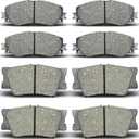 Front Rear Ceramic Brake Pads Fit for 2013-2018 Toyota Rav4 (LE Model only),for 2006-2012 Toyota Rav4 2.4L & 2.5L with 2rd Row seats, for 2010-2012 Lexus HS250h