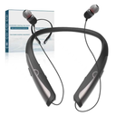 Bluetooth 5.3 Neckband Bluetooth Headphone, Sweat Resistant Noise Cancelling Stereo Headphones, and Retractable Ear Tips for Music, Conference, Videos（Bright Black) Model V5.3+EDR