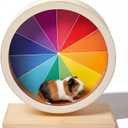 Geelin 9 Inch Hamster Wooden Silent Wheel, Rainbow Printed Small Animal Exercise Wheel, Quiet Spinner Hamster Running Wheels Prevent Depression Toys for Hamsters, Gerbils, Mice and Other Small Pets