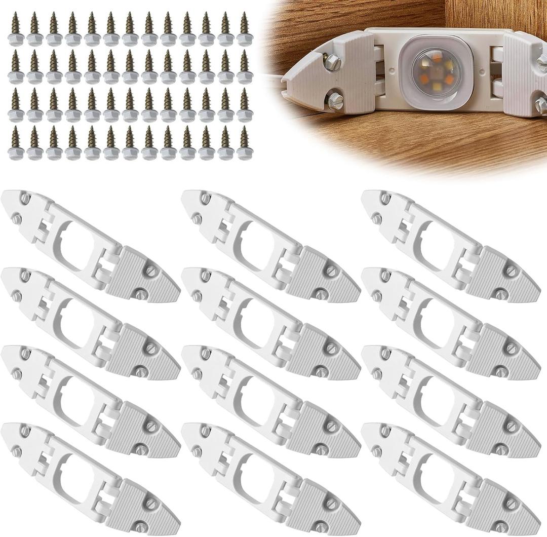 Cinnvoice Gable Light Clips Compatible with Govee H706 with Screws Compatible with Govee Pro Permanent Outdoor Lights with Roof Pitches Cable Management (White,12 Pack)