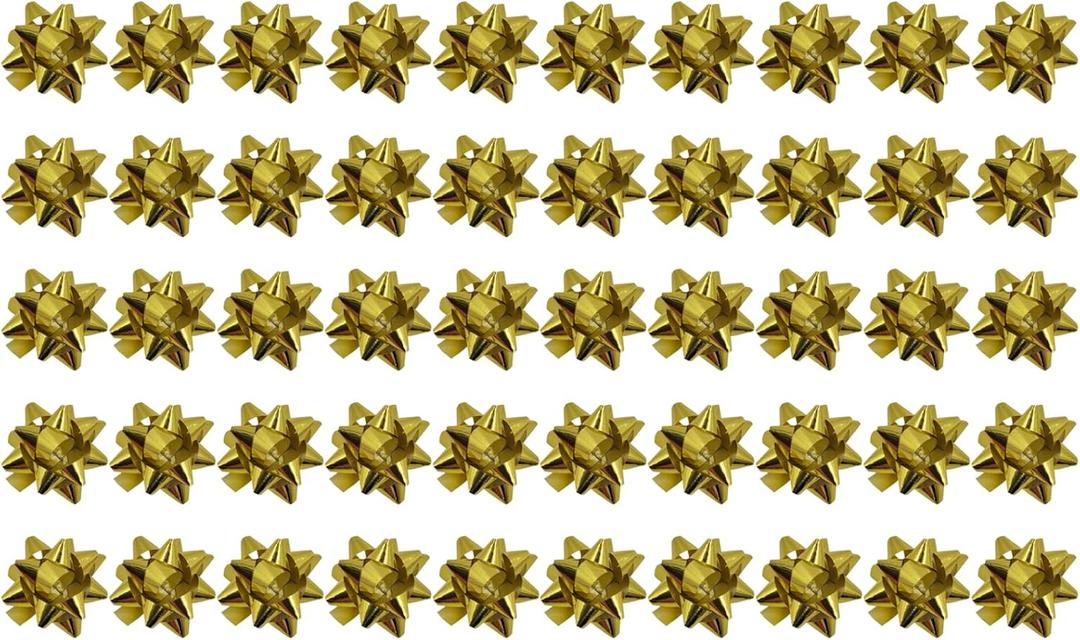 50PCS Small Star Bow 3cm Tiny Gift Bow Self Adhersive Present Wrapping Bow for Christmas, Party, Wedding, Birthday Party, Valentine's Day, Gift Dectoration