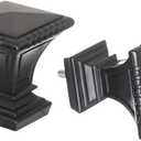 Ivilon Decorative Window Curtain Rod - Carved Square Finials, 1 1/8 in Rod, 48 to 86 in. Black