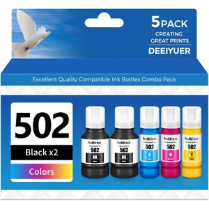 502 Ink Refill Bottles ET-2850 ET-3850 ET-4850 ET-15000 502 Ink Compatible for ET 2850 ET 3850 ET-4760 ET-2760 ET-3830 ET 4850 ET 15000 ET-3843 ET-2980 ET-3950 4950 3750 Printer (2Black Cyan Magenta Yellow)