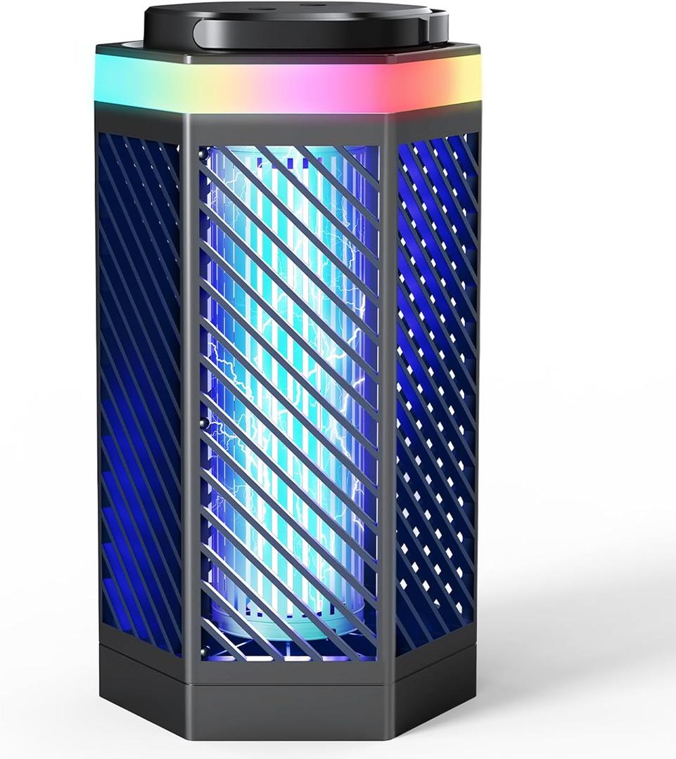Bug Zapper, 2000V High Voltage & 8000mAh Rechargeable Battery, Mosquito Zapper with RGB Color Changing Light for Indoor Outdoor Use