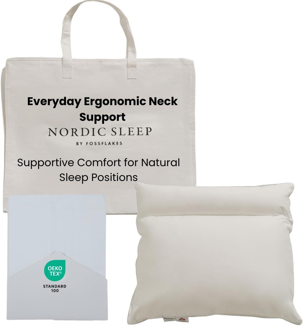 FOSSFLAKES Neck Support Pillow with Cover  Ergonomic Orthopedic Cushion for Cervical Relief  Therapeutic Square Pillow, Breathable & Washable By Nordic Sleep