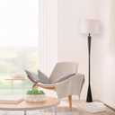 Globe Electric 67224 70" Floor Lamp, Matte Black Finish, White Fabric Shade, Modern Tapered Frame, E26 Base, Contemporary Living Room and Bedroom Lighting