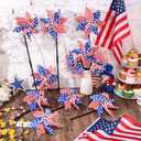 Mindsoft 12 Pcs 22" H 4th of July Pinwheels Patriotic American Flag Pinwheels Red Blue White Stars Stripes Wind Spinner for Outside Independence Day Memorial Day Decorations for Yard Garden Supplies