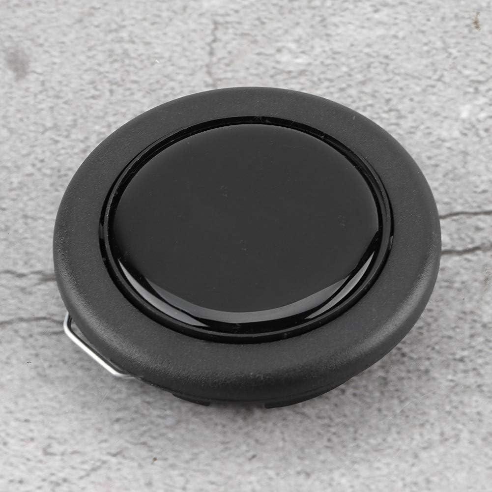 Steering Wheel Horn Button, Black Universal Modified Metal Plastic Car Horn Button Replacement for Most Car