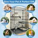 Cat Cage for Indoor Cats, DlY 2-Tier Catio & Cat Playpen with Escape-Proof Spacing, Sturdy Metal Cat Crate Kennel for Kittens, Ferrets & Small Animals