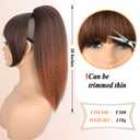 Ponytail Extension with Bangs for Black Women Yaki Straight Drawstring Ponytail with Bangs for Women Synthetic Hairpieces 16 inch Clip in Ponytail Extension for Daily Use(T30)
