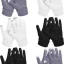SATINIOR 6 Pairs Women Winter Touch Screen Gloves Warm Fleece Lined Knit Winter Gloves with Touchscreen Fingers (Simple Style, Black, White, Grey)