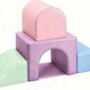 Sumbababy Soft Climbing Blocks Set for Toddlers: 4 PCS Foam Play Structures with Tunnel - Indoor Playground for Kids with Slide and Stairs - Safe Play Gym for Boys and Girls, Small to Medium