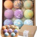 FlowBedolent Bath Bombs for Women, 9pcs Handmade Bubble Bath Bombs with Natural Essential Oils, Perfect Valentines Day Gift for Wife and Girlfriend, as Well as Wonderfull Mother's Day Gift for Mom